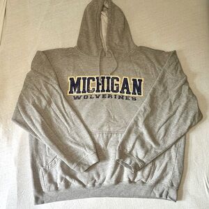 Vintage Michigan Wolverines Grey Hoodie Classic Script Sweatshirt Size XL